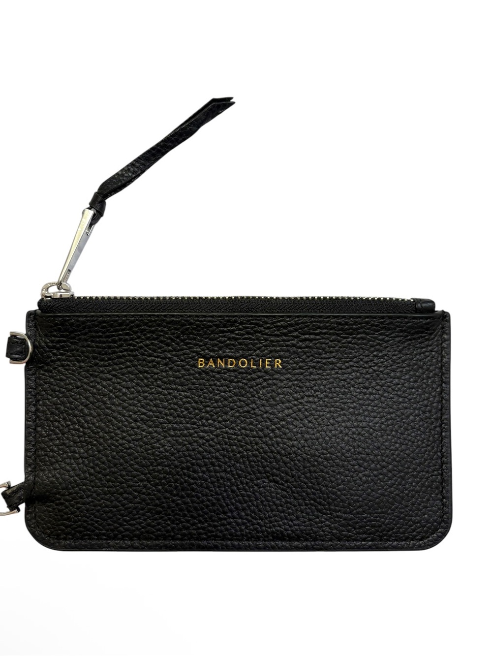 Bandolier black leather zipper pouch